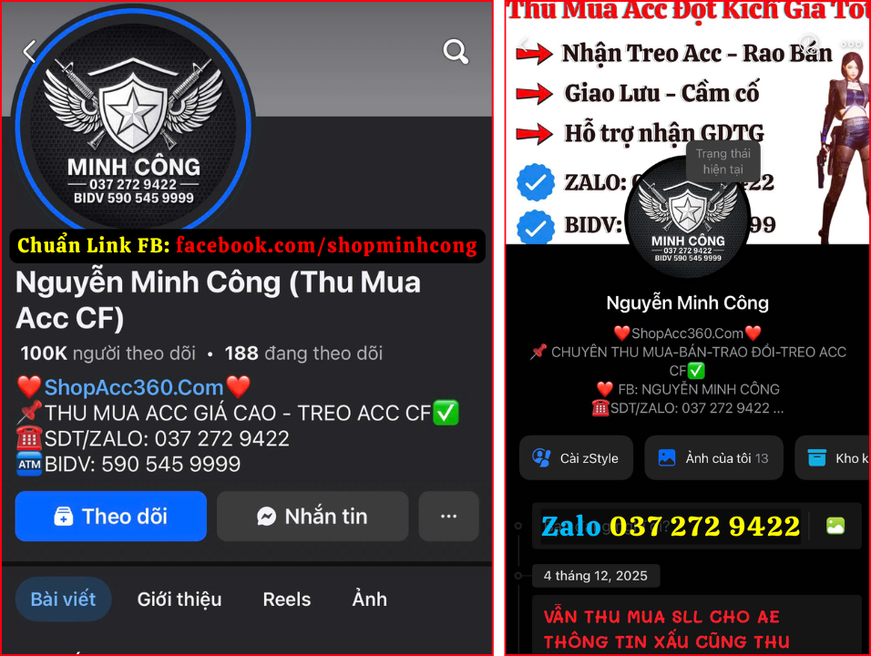 HƯỚNG DẪN MUA ACC VÀ CÀI THÔNG TIN